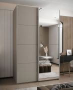 Armoire / Armoire à portes coulissantes | Couleur : cachemire | 245,5 x 150 x 64 cm | 2 tringles | Fermeture en douceur | Miroir | 2 portes coulissantes | 6 compartiments