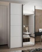 Penderie / Armoire à portes coulissantes / 2 portes coulissantes / 11 compartiments / 245,5 x 160 x 64 cm / Miroir / Soft-Close / 2 tringles à vêtements / Couleur : blanc