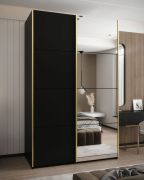 Armoire / Armoire à portes coulissantes | 11 compartiments | 2 portes coulissantes | 2 tringles à vêtements | Miroir | Fermeture en douceur | 245,5 x 160 x 64 cm | Couleur : noir