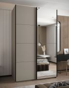 Armoire / Armoire à portes coulissantes | 11 compartiments | Couleur : cachemire | Miroir | Fermeture en douceur | 2 portes coulissantes | 2 tringles à vêtements | 245,5 x 160 x 64 cm