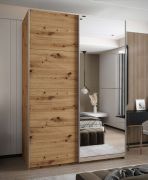 Armoire / Armoire à portes coulissantes | 245,5 x 170 x 64 cm | 11 compartiments | 2 tringles à vêtements | 2 portes coulissantes | Fermeture en douceur | Miroir | Couleur : chêne Artisan