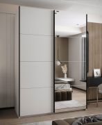 Penderie / armoire à portes coulissantes / 11 compartiments / 245,5 x 170 x 64 cm / Couleur : Blanc / Miroir / 2 tringles à vêtements / 2 portes coulissantes / Soft-Close