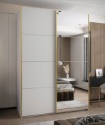 Penderie / Armoire à portes coulissantes / Couleur : Blanc / 245,5 x 170 x 64 cm / 2 tringles à vêtements / 11 compartiments / 2 portes coulissantes / Soft-Close / Miroir