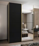 Armoire / Armoire à portes coulissantes | 245,5 x 170 x 64 cm | Fermeture en douceur | 2 tringles à vêtements | 11 compartiments | Miroir | 2 portes coulissantes | Couleur : noir