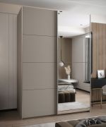 Armoire / Armoire à portes coulissantes | 2 portes coulissantes | 11 compartiments | 245,5 x 170 x 64 cm | Miroir | Fermeture en douceur | 2 tringles à vêtements | Couleur : cachemire