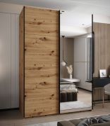 Armoire / Armoire à portes coulissantes | 2 tringles | Couleur : chêne Artisan | 245,5 x 180 x 64 cm | 2 portes coulissantes | Fermeture en douceur | Miroir | 11 compartiments