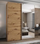 Armoire / Armoire à portes coulissantes | Couleur : chêne Artisan | Fermeture en douceur | 2 portes coulissantes | 2 tringles | Miroir | 245,5 x 190 x 64 cm | 11 compartiments