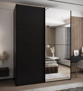 Armoire / Armoire à portes coulissantes | 245,5 x 190 x 64 cm | Couleur : noir | Miroir | Fermeture en douceur | 2 tringles à vêtements | 2 portes coulissantes | 11 compartiments