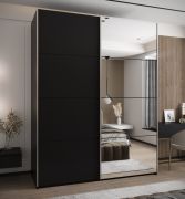 Armoire / Armoire à portes coulissantes | 2 tringles | Couleur : noir | Fermeture en douceur | 245,5 x 190 x 64 cm | Miroir | 2 portes coulissantes | 11 compartiments