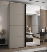 Penderie / Armoire à portes coulissantes / 245,5 x 190 x 64 cm / Couleur : Cachemire / Soft-Close / Miroir / 2 portes coulissantes / 2 tringles à vêtements / 11 compartiments