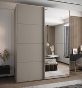 Penderie / Armoire à portes coulissantes / 11 compartiments / 2 tringles à vêtements / 2 portes coulissantes / Miroir / Soft-Close / Couleur : Cachemire / 245,5 x 190 x 64 cm