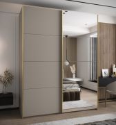Armoire / Armoire à portes coulissantes | 245,5 x 190 x 64 cm | 2 tringles | Fermeture en douceur | 2 portes coulissantes | Miroir | Couleur : cachemire | 11 compartiments