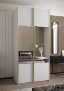 Penderie / Armoire à portes coulissantes / 245,5 x 100 x 64 cm / Couleur : Noir / Soft-Close / Miroir / 2 tringles à vêtements / 2 portes coulissantes / 6 compartiments