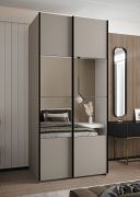 Penderie / Armoire à portes coulissantes / Couleur : cachemire / Miroir / 245,5 x 100 x 64 cm / Fermeture en douceur / 2 tringles à vêtements / 2 portes coulissantes / 6 compartiments