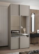 Penderie / Armoire à portes coulissantes / Couleur : cachemire / 245,5 x 100 x 64 cm / Fermeture en douceur / Miroir / 2 portes coulissantes / 2 tringles à vêtements / 6 compartiments