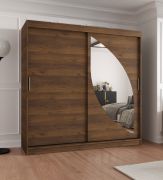 Armoire à portes coulissantes / Une porte miroir / 2 mètres de large / Couleur : Chêne artisan / 10 compartiments / Rails en aluminium / Penderie / Placage PVC / Chambre à coucher