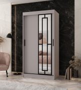 Armoire à portes coulissantes / Penderie à vêtements / Cachemire / 5 compartiments / 2 tringles / Étroite / 100 x 62 x 200 cm / Porte miroir décorative / Pour chambre à coucher