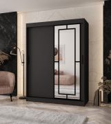 Penderie / Noir mat / 5 compartiments / 2 tringles / Finition haut de gamme / 150 x 62 x 200 cm / Armoire à portes coulissantes / Porte miroir décorative