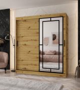 Armoire à portes coulissantes / Couleur : Chêne artisan / 10 compartiments / 2 tringles à vêtements / Finition haut de gamme / 180 x 62 x 200 cm / Armoire / Porte miroir / Design moderne