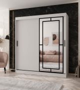 Armoire à portes coulissantes / Blanc mat / 10 compartiments / 2 tringles à vêtements / Finition haut de gamme / 180 x 62 x 200 cm / Penderie / Porte miroir / Design moderne