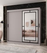 Armoire à portes coulissantes / Penderie à vêtements / Cachemire / 10 compartiments / 2 tringles / 200 x 62 x 200 cm / porte miroir décorative / Pour chambre à coucher