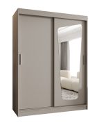 Armoire penderie Aletschhorn 12 | Porte coulissante miroir | Kaschmir | 1,5m | 5 compartiments | 2 tringles | Rails aluminium