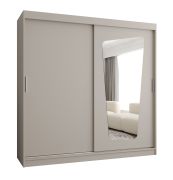 Armoire / Penderie à portes coulissantes Aletschhorn 20, couleur : cachemire, 2 mètres de large, 10 compartiments, une porte miroir, deux tringles à vêtements, rails en aluminium