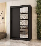Armoire à portes coulissantes / Noir mat / 5 compartiments / 2 tringles / Finition haut de gamme / 120 x 62 x 200 cm / Armoire / Porte miroir / Design moderne