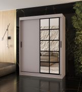 Armoire à portes coulissantes / Penderie à vêtements / Cachemire / 5 compartiments / 2 tringles / 150 x 62 x 200 cm / porte miroir décorative / Pour chambre à coucher
