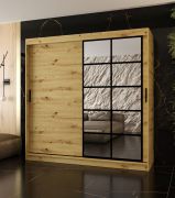 Armoire / Couleur : Chêne artisan / 10 compartiments / 2 tringles à vêtements / Finition haut de gamme / 200 x 62 x 200 cm / Armoire à portes coulissantes / Porte miroir décorative