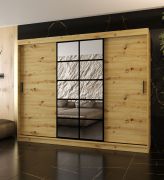 Armoire à portes coulissantes / Couleur : Chêne artisan / 10 compartiments / 2 tringles à vêtements / Finition haut de gamme / 250 x 62 x 200 cm / Armoire / Porte miroir / Design moderne