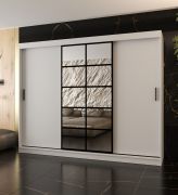Armoire à portes coulissantes / Blanc mat / 10 compartiments / 2 tringles à vêtements / Finition haut de gamme / 250 x 62 x 200 cm / Armoire / Porte miroir / Design moderne