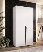 Armoire / 1 compartiment / Couleur : Blanc / 1 tringle à vêtements / Fonction Soft-Close / 1 mètre de large / Poignées : Noir / Chants ABS / Dimensions : 100 x 52 x 202 cm