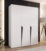 Armoire à portes battantes / Penderie / Couleur : Blanc / 3 portes / Poignées : Noir / 2 compartiments / 2 tringles à vêtements / Dimensions : 150 x 52 x 202 cm / Fonction Soft-Close