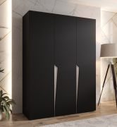 Armoire à portes battantes / Penderie / Couleur : Noir / 3 portes / Poignées : Cachemire / 2 compartiments / 2 tringles à vêtements / Dimensions : 150 x 52 x 202 cm / Fonction Soft-Close
