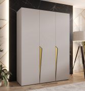 Armoire à portes battantes / Penderie / Couleur : Cachemire / 3 portes / Poignées : Or / 2 compartiments / 2 tringles à vêtements / Dimensions : 150 x 52 x 202 cm / Fonction Soft-Close