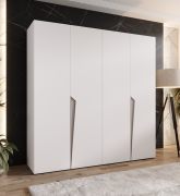 Armoire à portes battantes / 4 portes / Couleur : Blanc / 2 compartiments / Fonction Soft-Close / 2 tringles à vêtements / Poignées : Cachemire / Dimensions : 200 x 52 x 202 cm / Penderie / Chants ABS