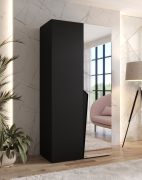 Armoire / 1 porte miroir / Couleur : Noir / 1 compartiment / Poignées : Noir / 1 tringle à vêtements / 1 mètre de large / Fonction Soft-Close / Dimensions : 100 x 52 x 202 cm