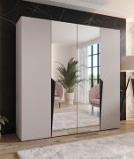 Armoire à portes battantes / 2 portes miroir / Couleur : Cachemire / 2 compartiments / Soft-Close / 2 tringles à vêtements / Poignées : Noir / Dimensions : 200 x 52 x 202 cm / Penderie / Chants ABS