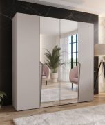 Armoire à portes battantes / 2 portes miroir / Couleur : Cachemire / 2 compartiments / Soft-Close / 2 tringles à vêtements / Poignées : Cachemire / Dimensions : 200 x 52 x 202 cm / Penderie / Chants ABS
