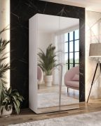 Armoire de chambre à coucher avec miroir / Couleur : Blanc / Fonction Soft-Close / Penderie / Poignées : Cachemire / 1 compartiment / 1 tringle à vêtements / Chants ABS / Dimensions : 100 x 52 x 202 cm