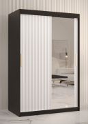Armoire Balmenhorn 79 | Design épuré | Noir mat / Blanc mat | 200 x 120 x 62 cm | Porte miroir