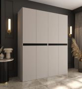Armoire / Cachemire / 8 portes battantes / 6 compartiments / Système de fermeture Soft-Close / 2 tringles à vêtements / 160 x 52 x 203 cm / Finition haut de gamme / Pour chambre à coucher