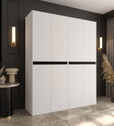 Armoire à portes battantes / Blanche / 8 portes battantes / 6 compartiments / 2 tringles / Penderie / 180 x 52 x 203 cm / Finition haut de gamme / Système de fermeture Soft-Close