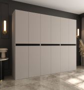 Armoire à portes battantes / Cachemire / 12 portes battantes / 9 compartiments / 3 tringles / 270 x 52 x 203 cm / Finition haut de gamme / Système de fermeture Soft-Close / Armoire