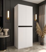 Armoire à portes battantes / Penderie / Blanche / 4 portes battantes / 3 compartiments / Système de fermeture Soft-Close / 1 tringle à vêtements / 80 x 52 x 203 cm / Pour chambre à coucher
