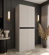 Penderie / Armoire à portes battantes / Cachemire / 4 portes battantes / 3 compartiments / Système de fermeture Soft-Close / 1 tringle à vêtements / 90 x 52 x 203 cm / Pour chambre à coucher