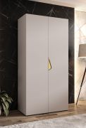 Armoire à portes battantes / Penderie / 1 mètre de large / ABS protection des bords / Poignées : Or / Couleur : Cachemire / Dimensions : 100 x 52 x 202 cm / Pour chambre à coucher