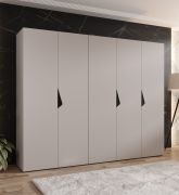 Armoire / 5 portes / Couleur : Cachemire / 2,5 mètres de large / Poignées : Noir / 3 tringles à vêtements / 3 compartiments / Dimensions : 250 x 52 x 202 cm / Protection des bords ABS