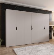 Armoire à portes battantes / 6 portes / Couleur : Cachemire / 3 tringles à vêtements / Poignées : Noir / 3 compartiments / Dimensions : 300 x 52 x 202 cm / Fonction Soft-Close